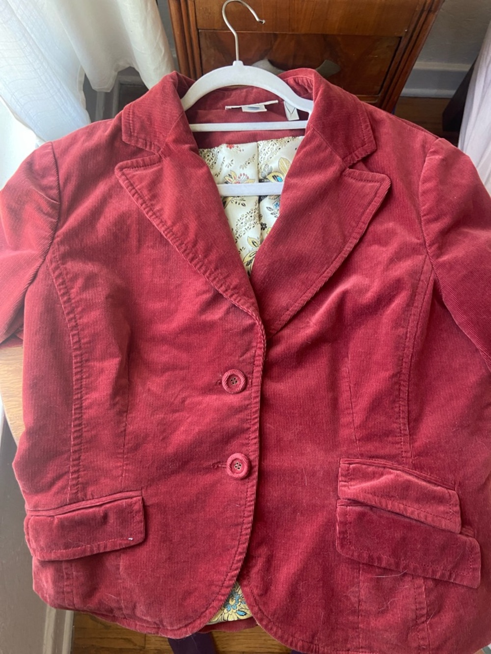 Nine West Red Corduroy Blazer Jacket